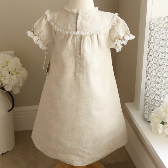 Linen Float Dress 100% Cotton Linen Flax Beige Add Monogram Beach Portrait NWT - Picture 4 of 8